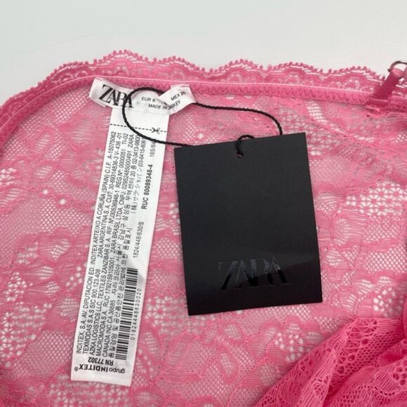 Zara Pink Lace Strap Tank Top Small - Picture 5 of 6